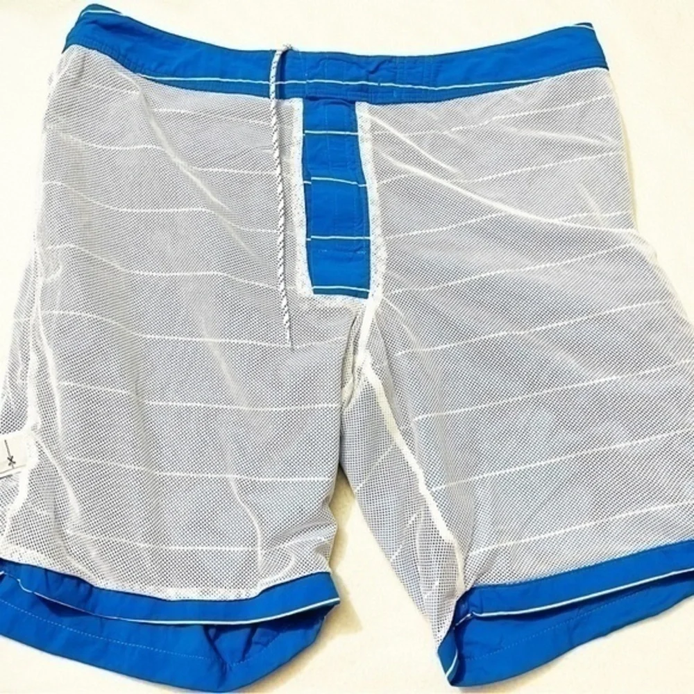 J. Crew High Rise Striped Swim Trunk Men Size 36 Color blue/white